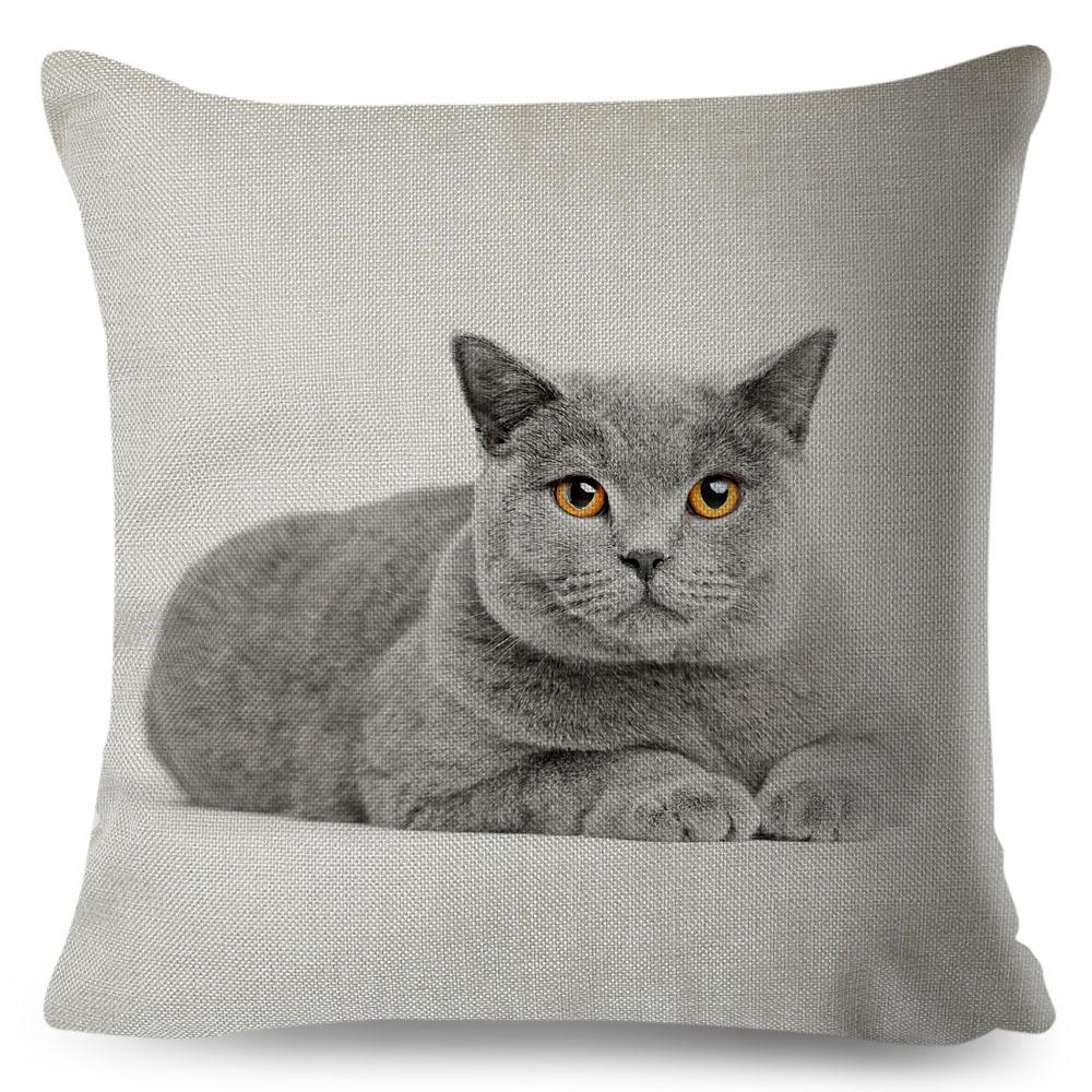 Cute Cat Pillowcase Decor Lovely Pet Animal Print Cojines Cushion Cover Polyester Pillow Case for Home Sofa Children Room 45x45