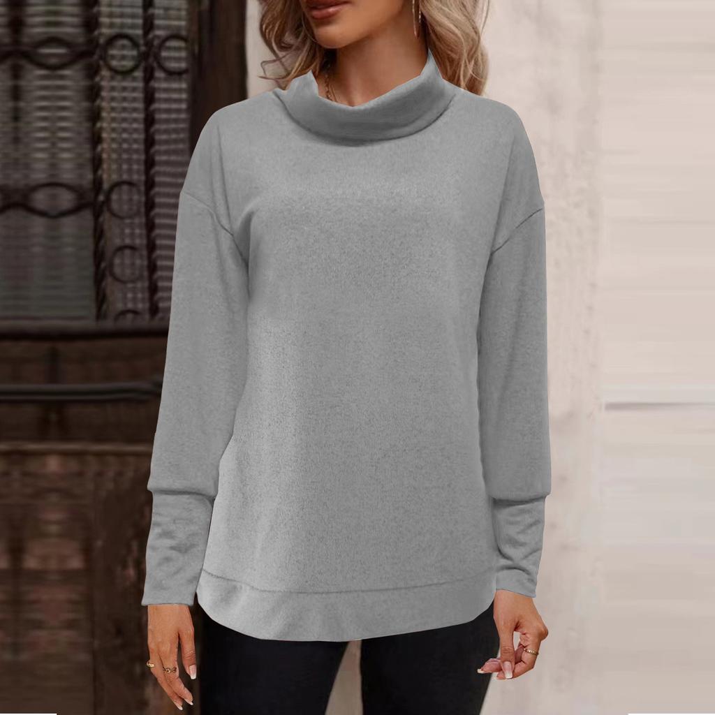 Women's Solid Color Fashion Casual Turtleneck Sweater French Cashmere Ground Sweater Top