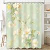 Elegant Floral Shower Curtain White Yellow Blossoms Green Leaves Bathroom Decor Waterproof Mildew Resistant Easy To Clean