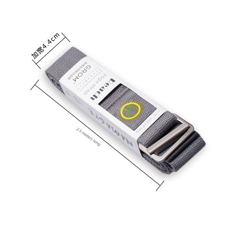 

Grom Yoga Belt Stretch Belt Lengthen, Widen, Thicken Non-Elastic Alloy Back Opening Yoga Rope Auxiliary Tool Stretch Strap Light gray