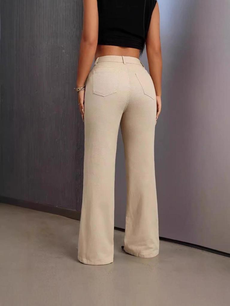 Multicolor European & American High-Waisted Loose Wide-Leg Floor-Length Casual Jeans for Women