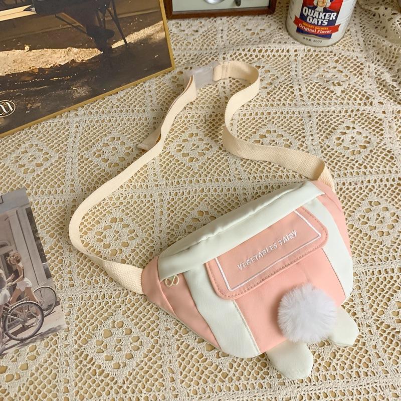Cute Canvas Bag for Women In Autumn New Casual Cartoon Chest Bag Fashionable Girl One-shoulder Crossbody Waist Bag Trendy