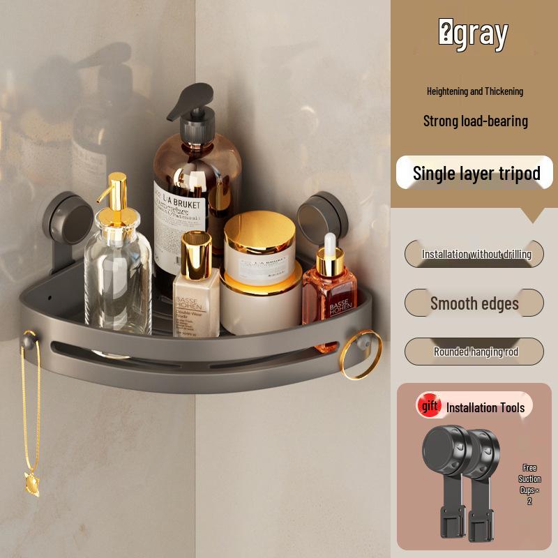 Triangular Suction Cup Bathroom Storage Rack - Punch-Free Towel & Toilet Rack