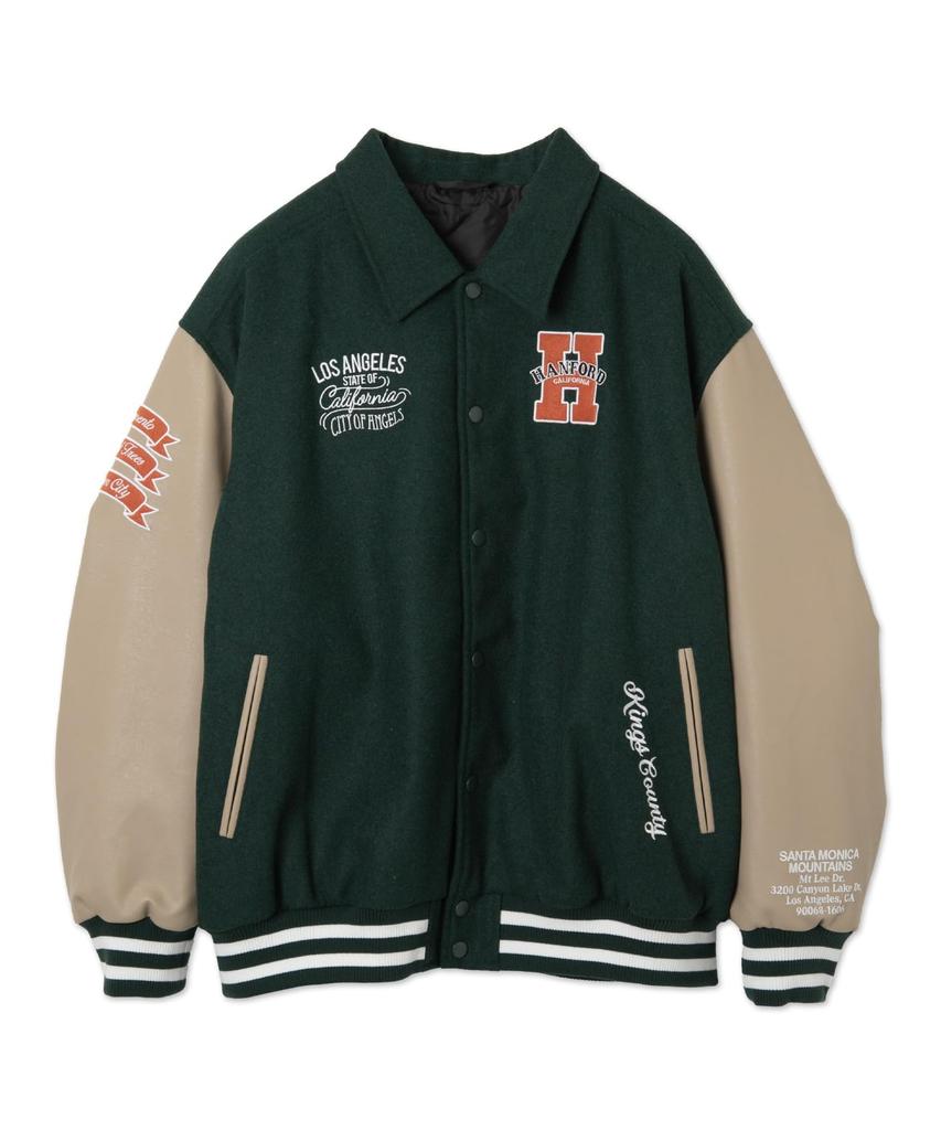 WEGO Unisex Stadium Oversized Outerwear with Casual Outerwear for Street Cold Weather Plus Christmas Size Type K Stadium D Green Men's Jacket,