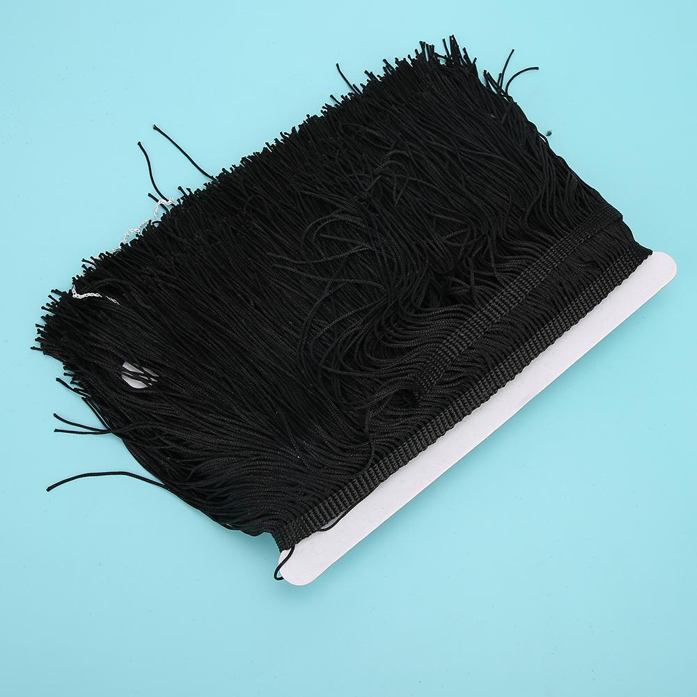 10yd 14cm Lång Franskant Tofs Polyester Spetskant Band Sy Scen DIY Kläder Gardin Plagg TillbehörSvart