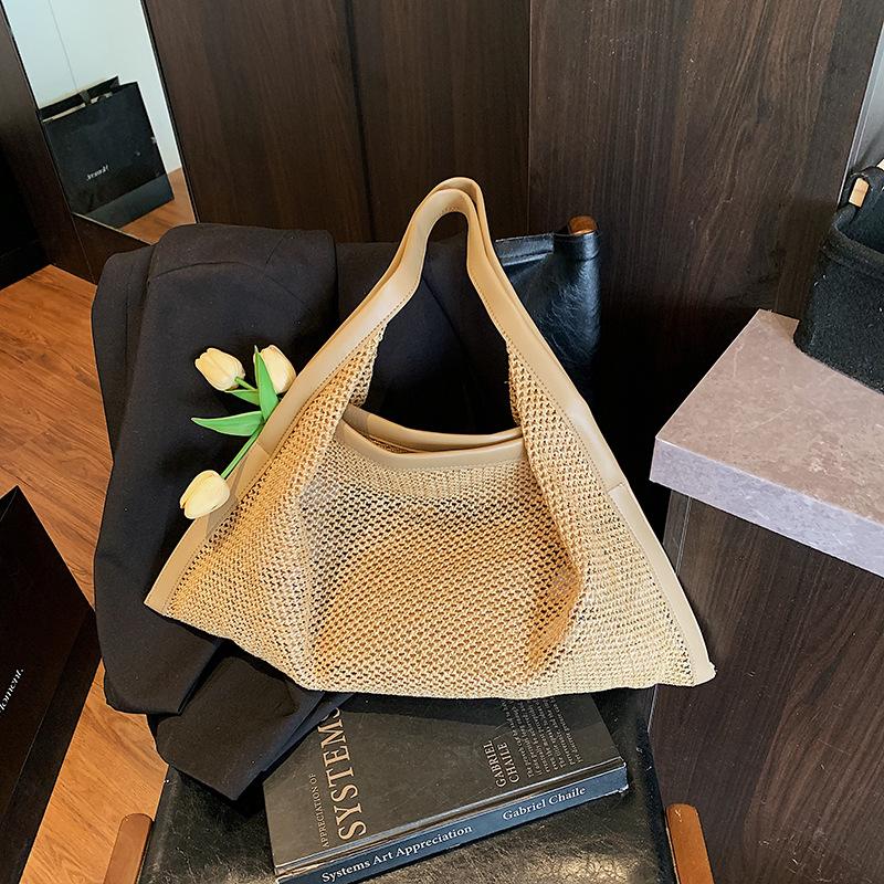 Casual straw commuter tote bag women's 2026 spring new large-capacity personalized shoulder armpit bag