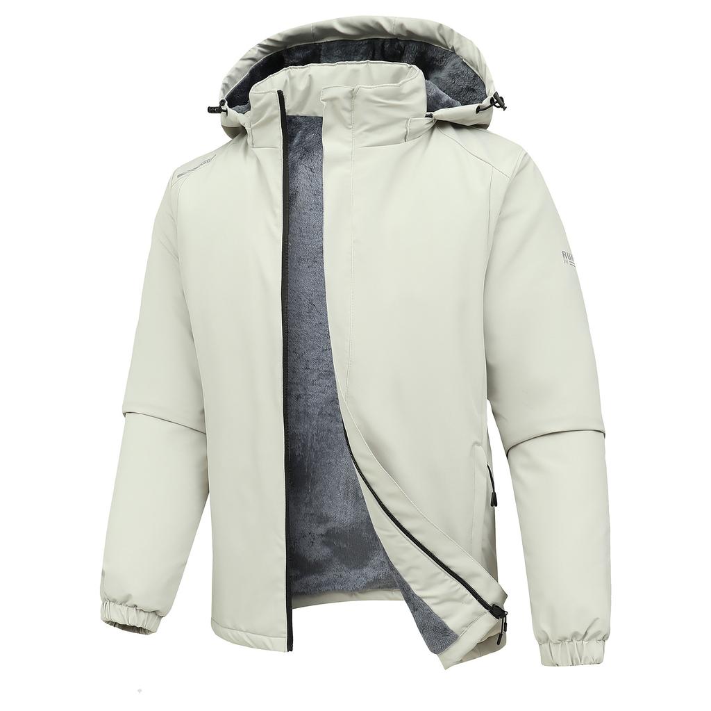 Windproof Assault Jacket for Men Autumn and Winter with Plush Hooded Cotton Jacket Casual Mountaineering Outdoor Sports Cotton Jacket