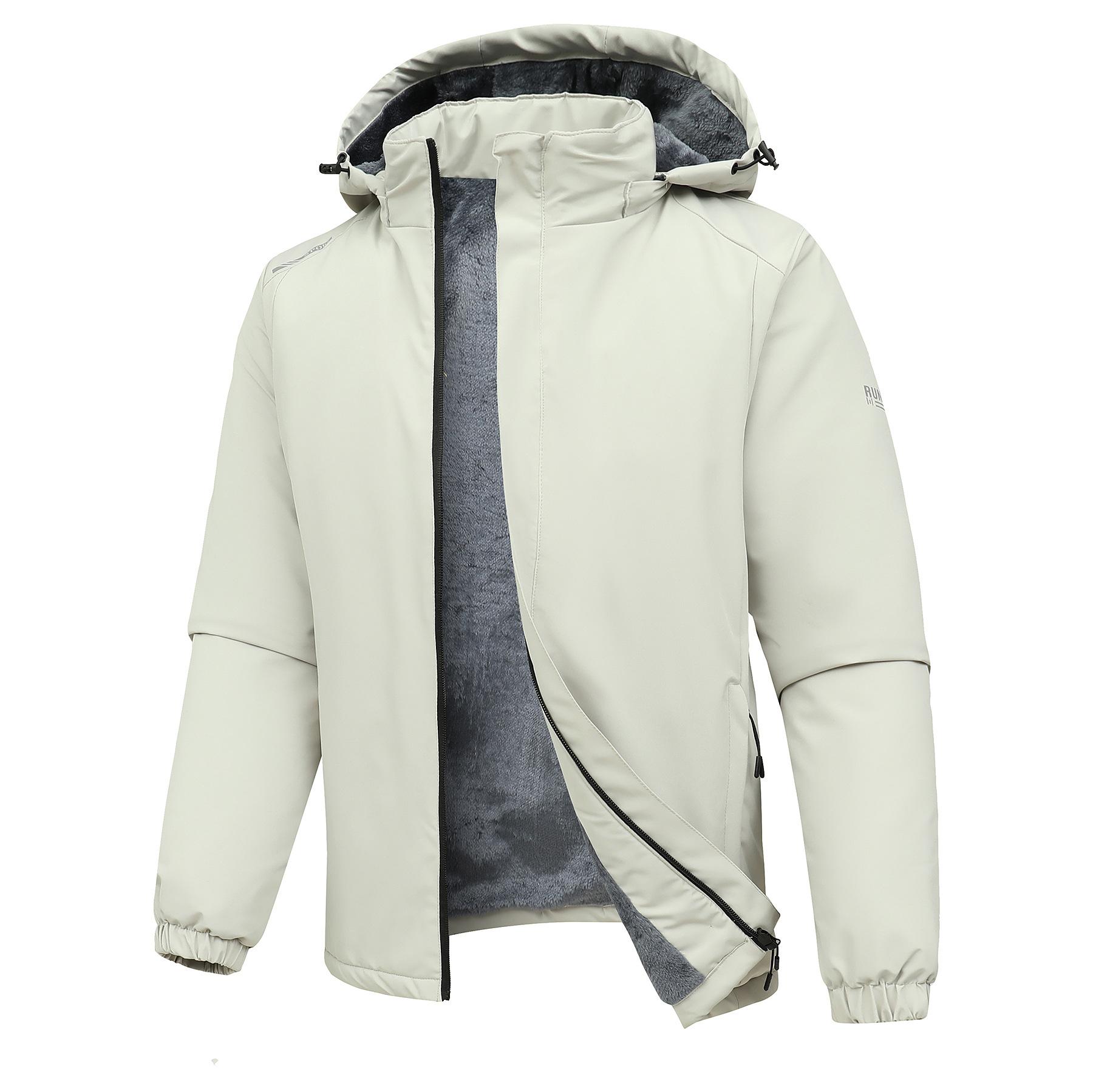 

Вітрозахисна штурмова куртка для чоловіків, осінь і зима з бавовняною курткою з плюшевим капюшоном, повсякденний альпінізм, спорт на відкритому повітрі, бавовняна куртка XXXXXL білий