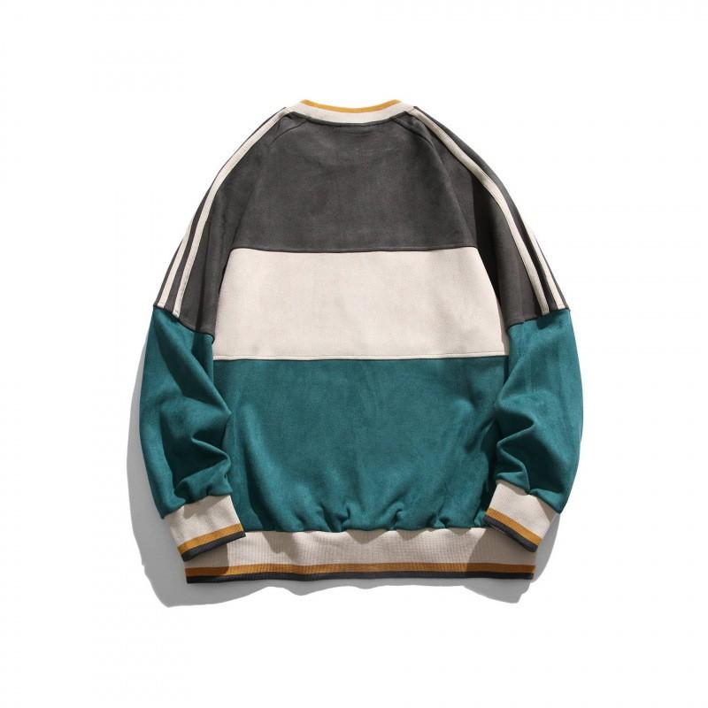 American Streetwear 226 Suede Sweatshirt Women Color Block Pullover Top