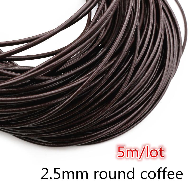 2-5m/lot 1-8mm Genuine Cow Leather Round/Flat Strand Thong Cord DIY Bracelet Findings Rope String For Jewelry Making Accessories