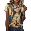 Mode Notre-Dame de Guadalupe Vierge Marie Imprimé T-shirts pour femmes Manches Courtes Col Rond Vêtements pour Hommes Confort Y2k Vêtements pour Femmes