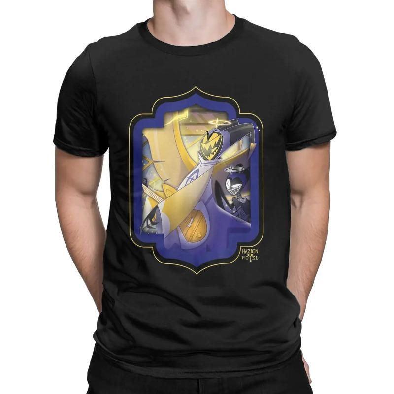 Herren Hazbin T-Shirt Hotels Adam Casual 100% Baumwoll-Tees Kurzarm Anime Actionfigur Cartoon T-Shirts O-Ausschnitt Kleidung Shirts