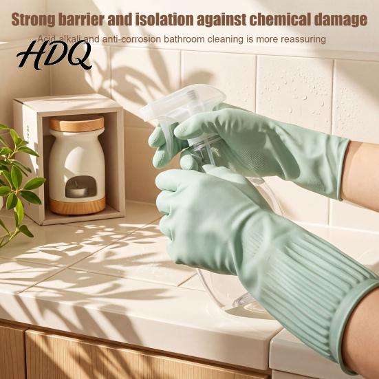 Waterproof Dishwashing Gloves Extended Gloves Anti-slip Grip Natural Latex Elbow Length Long Sleeve Rubber Protective Durable Cleaning for