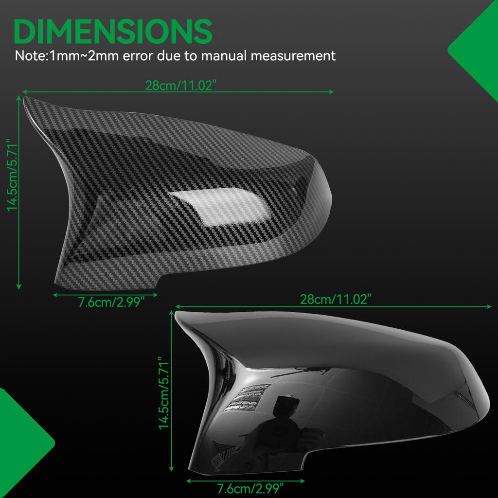Für BMW 5er 6er 7er Serie F10 F18 F11 F06 F07 F12 F13 F01 Ein Paar Glänzende/Kohlefaser Spiegelkappen Seitenrückspiegelkappe L+R