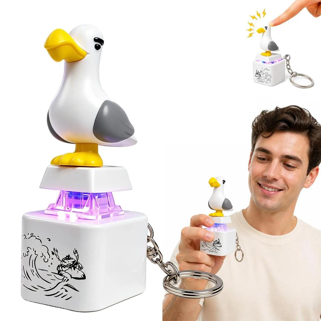 Stress Relief Toy Seagull/Frog Croaking Fidget Toy Keyring Frog Keyring with Sound & LED Lights Funny Frog Keyboard Clicker for Stress Relief