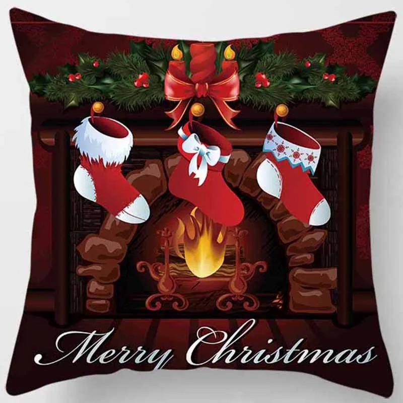 Cartoon Christmas Xmas Decoration Pattern Cushion Cover Home Decoration Cushion Cover Sofa Pillow Cover Merry Christmas