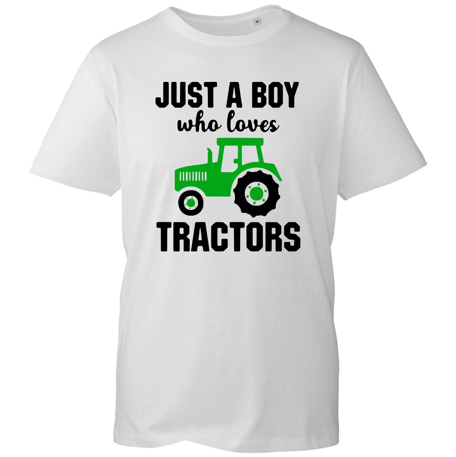 

Farming Lovers T-shirt Just A Boy Who Loves Tractor Latest Top Men s Gift Tee 4XL