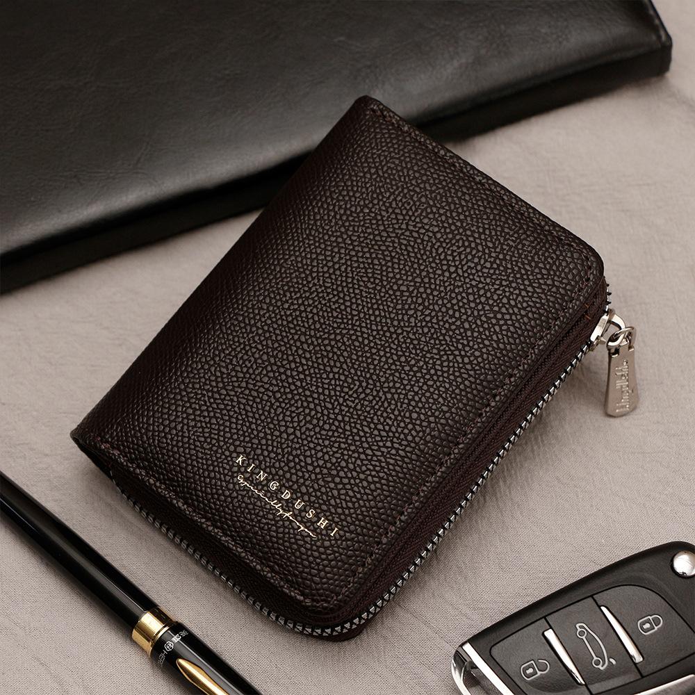 Schoolbag Hot-selling Granular Pattern Men's Vertical Wallet Large Capacity Zipper Buckle Card Bag Change Bag Multi-Card Position Wallet