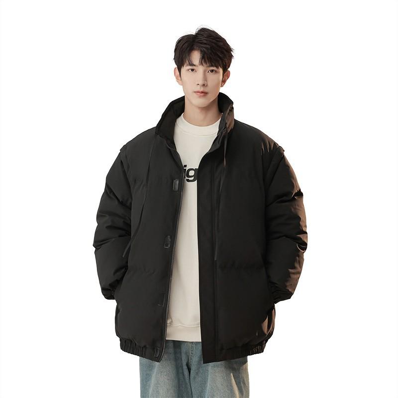 Loose Winter Hooded Jacket Mens Striped Colorblock Padded Coat Couple Warm Streetwear Casual Thick Parka S-4XL