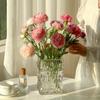 3 Branch Simulation Flocking 3 Dew Lotus, Peony Fake Flowers Home Table Decoration Wedding Scenery Floral.