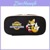 Sonic The Hedgehog Cartoon Canvas Pen Holder With Zipper Durable Storage Bag For Students And Kids