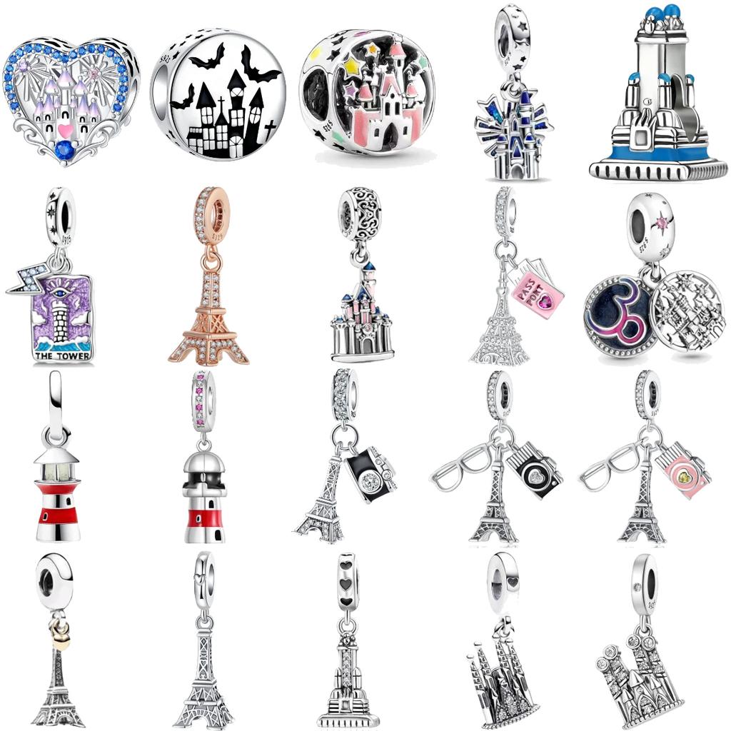 Architektura Miedziana Wieża Zamkowa Diabelski Młyn Charmsy Pasują Do Oryginalnych Bransoletek z Zawieszkami Naszyjnik Kobiety DIY Drobna Biżuteria