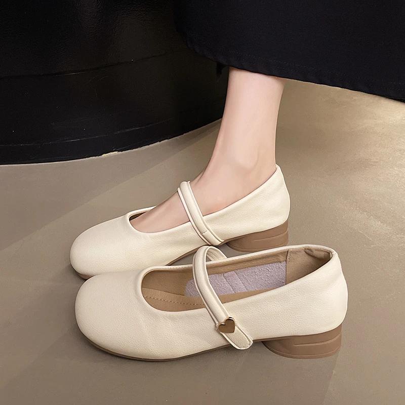 Round Toe Shoes for Women 2025 Gothic White Mary Jane Flats Ladies Summer Footwear Moccasins Black Japanese Style Lolita Cute