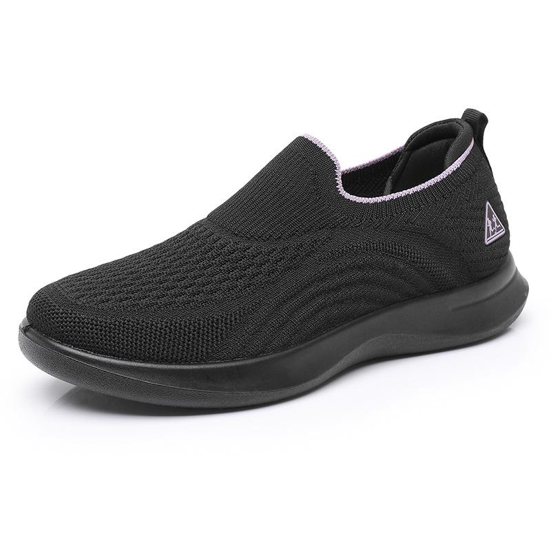 Fashion Breathable Mesh Women's Knit Sneakers Lightweight Non Slip Comfortable Casual Sports Shoes Summer Solid Low-Top Walking Footwear