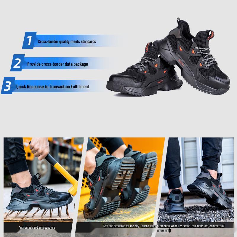 Breathable Lightweight Safety Shoes: Steel Toe, Anti-Smash, Puncture-Resistant, All-Season, Long-Standing Comfort