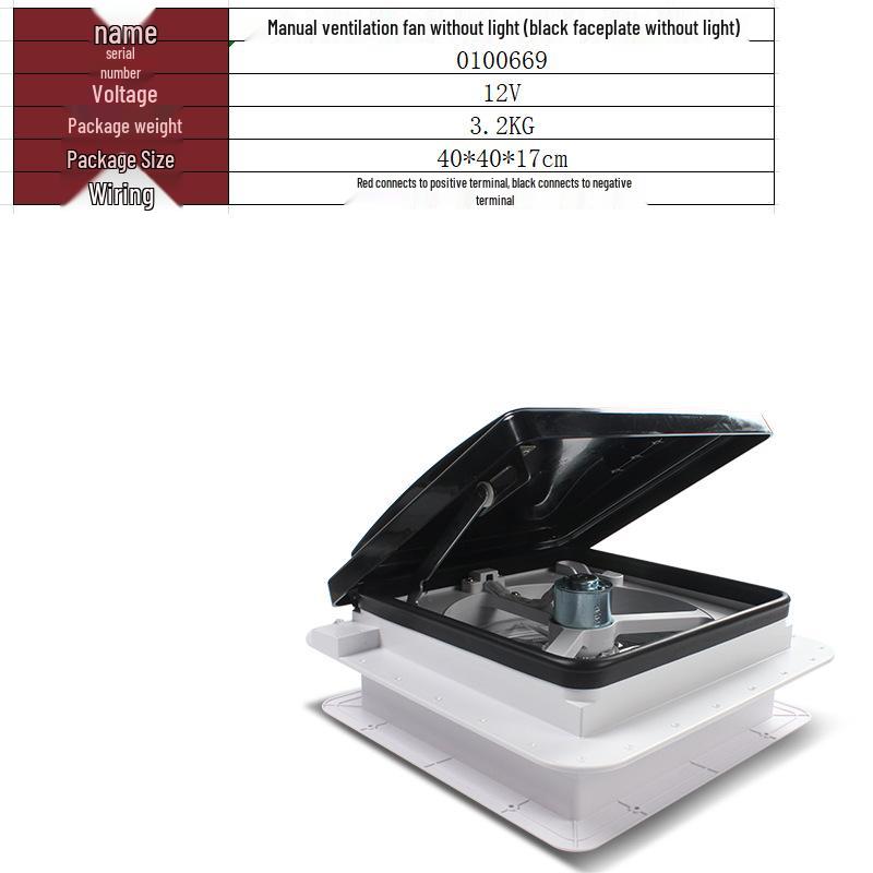 12V/24V RV Skylight Ventilation Fan with Rain Sensor, Insect Protection, Two-Way Airflow & Light for Motorhomes