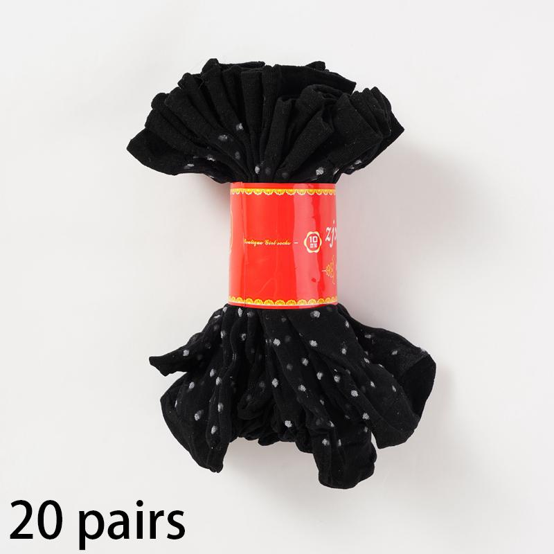 20 Pairs Ultrathin Middle Tube Sock Female Summer Breathable Hosiery Women's Dot Transparent Silk Socks