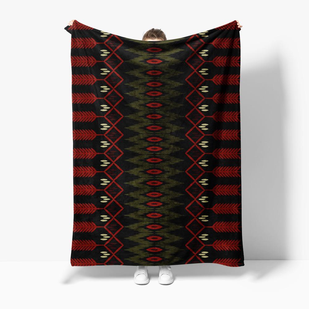 

Black Red Geometric Pattern Throw Blanket Sofa Bed Cover Decorative Warm Fleece Throw for Living Room Bedroom 75x90cm