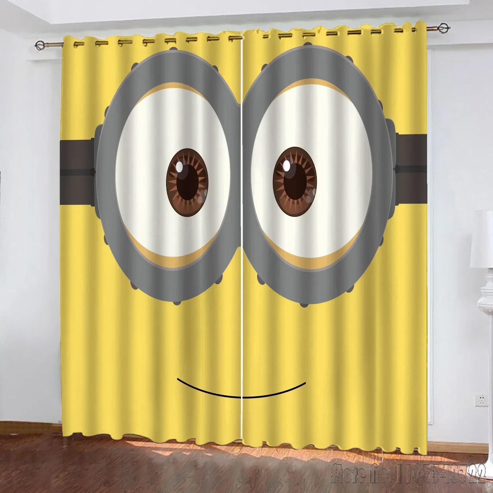 

Anime M-Minions Curtain Cartoon Window Curtain 3D Print Blackout Curtains Living Room Bedroom Decor Kids Gift W138xH100cm&Hooks top (folio)