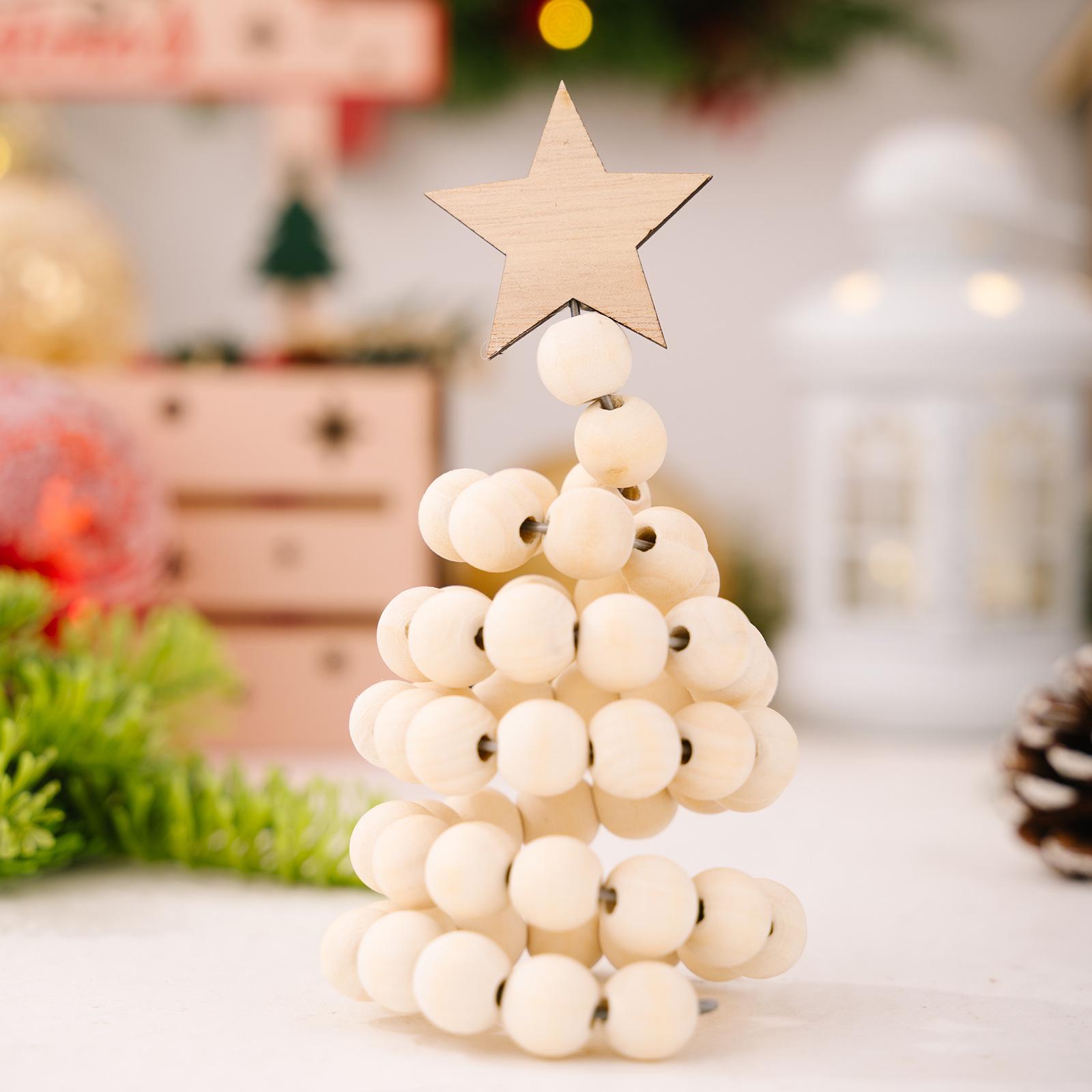 Haobei Wooden Bead Christmas Tree Nordic Desktop Ornament