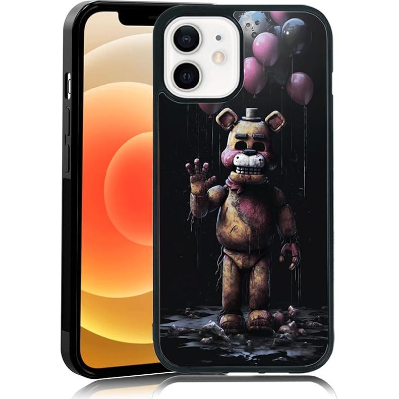 Black Cute FNAF Phone Case Fit for iPhone XR, TPU Shockproof Protective iPhone Case Horror Five Nights Video Game Phone Cover Gift for Boy Girl Men