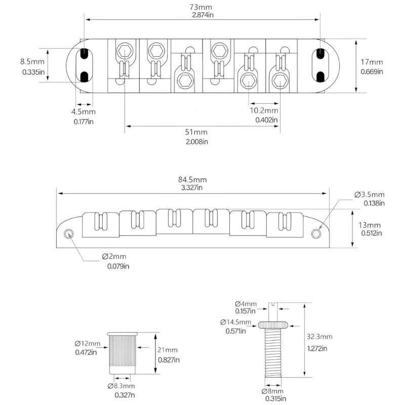 6 String Guitar Bridge Replacement Roller Saddles Guitar Bridge Tailpiece Electric Guitar Bridge Easy To Install