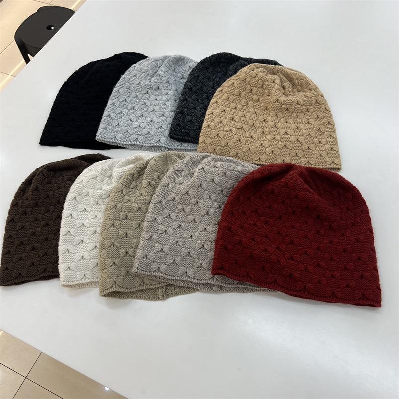 Elegant literary and artistic autumn and winter new cashmere hat hollow knitted wool hat warm bag head ear protection hat tide confinement hat