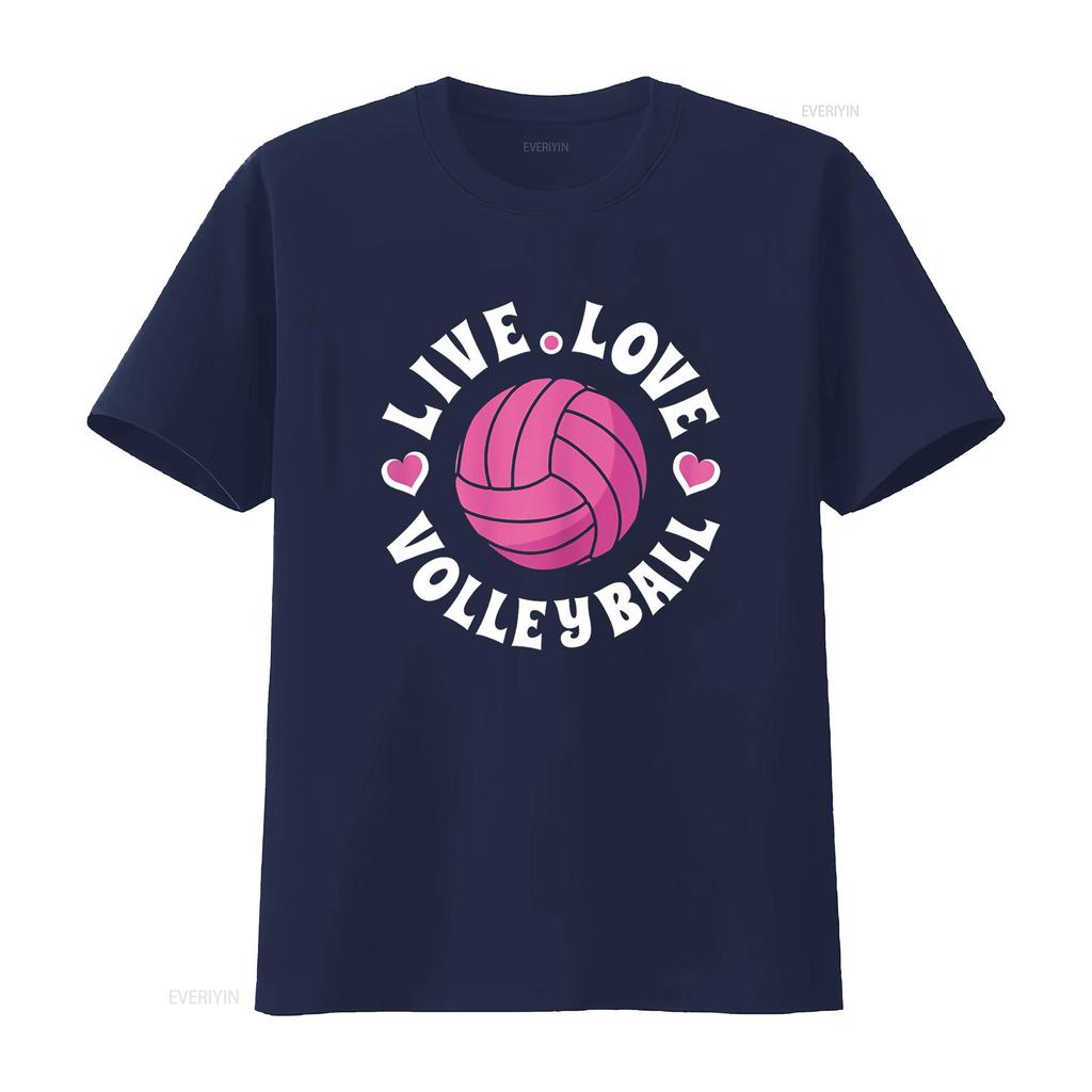 Live Love Volleyball T-Shirt für Damen Mädchen Fan vintage Gewaschen Atmungsaktiv Dehnbar Lässig Mode Leicht Stilvoll