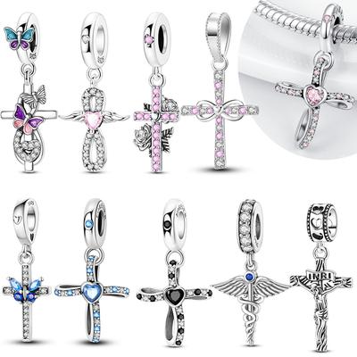 Charms Copper Cross Pendant Charms Beads Fine Jewellery Fit Original Bracelet For Women Diy Gift