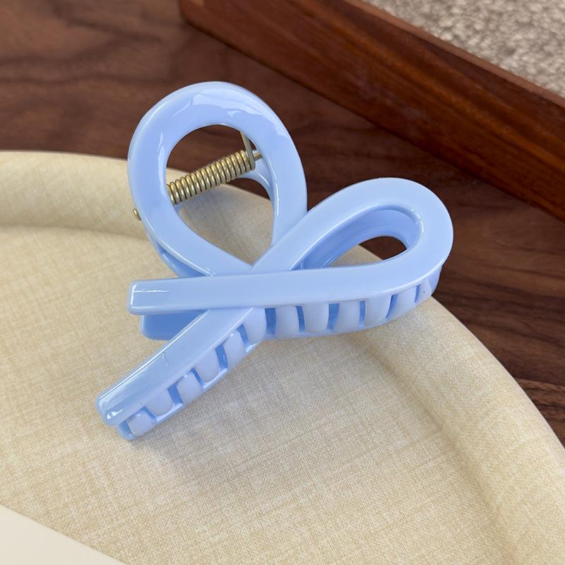 

Spring/summer New Yellow-Blue Solid Color Bow Geometry Acrylic Hair Claw Womens Girls Elegant Hairpins Shark Clip Crab Barrettes
