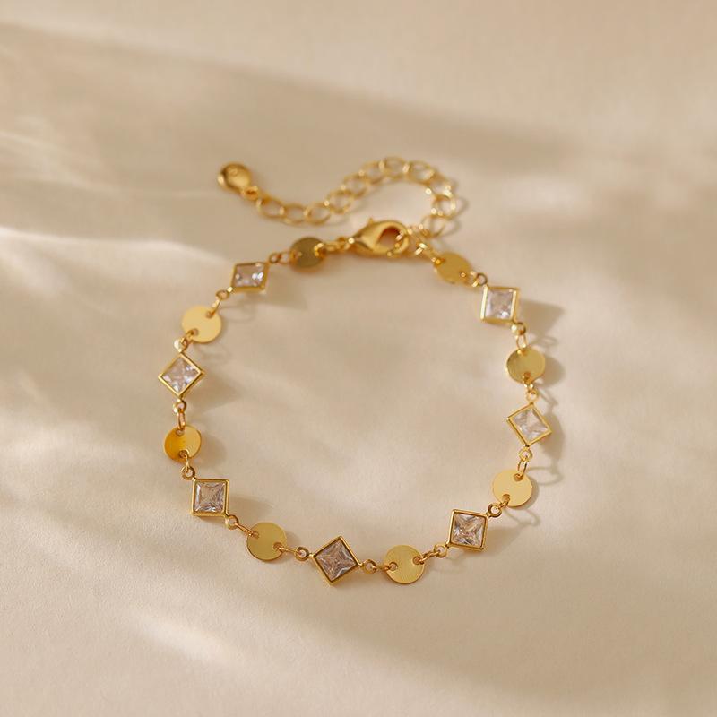 Geometric Rhombus Chain Bracelet Small Round Piece Fashion Jewelry For Women