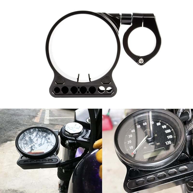 Speedometer Relocation Bracket Cover Side Mount Speedometer Instrument Housing for Sportster 883 XL1200 883(Chrome)