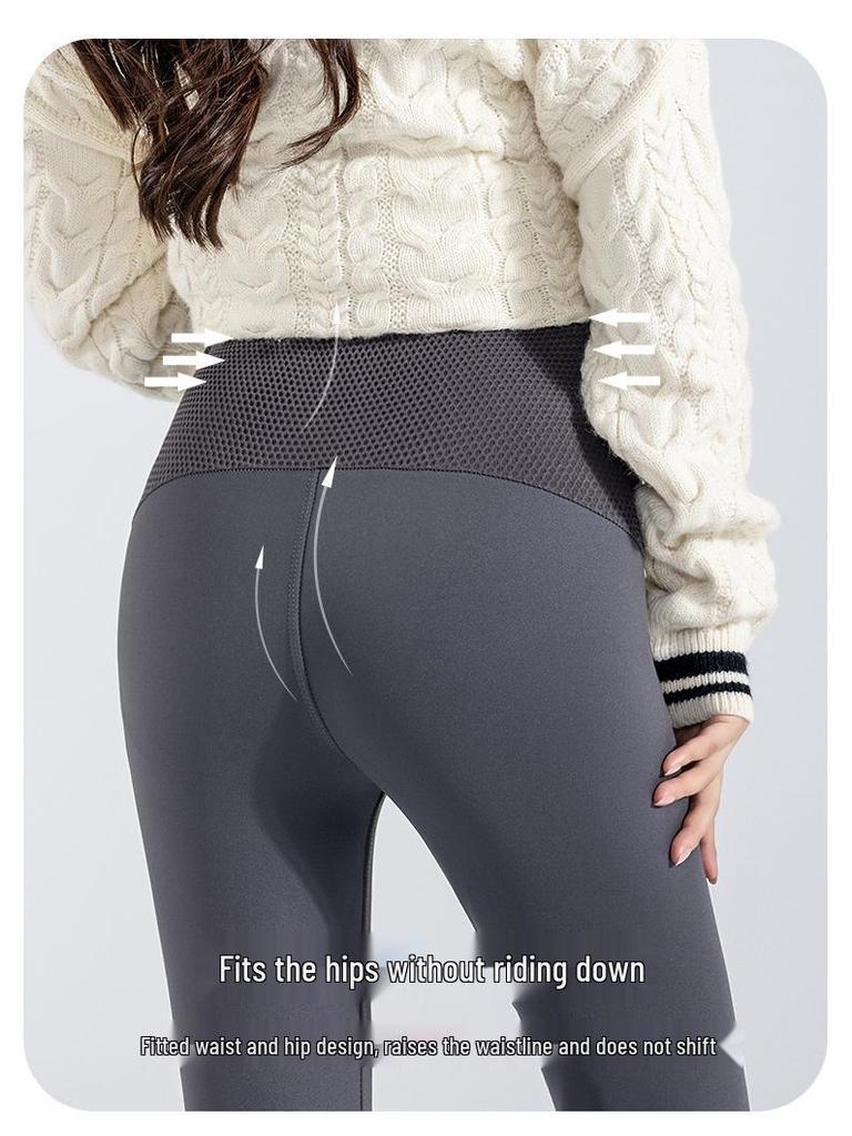 Maternity Dark Gray Fleece-Lined Yoga Shark Leggings - Non-Constricting Belly, Perfect for Autumn/Winter