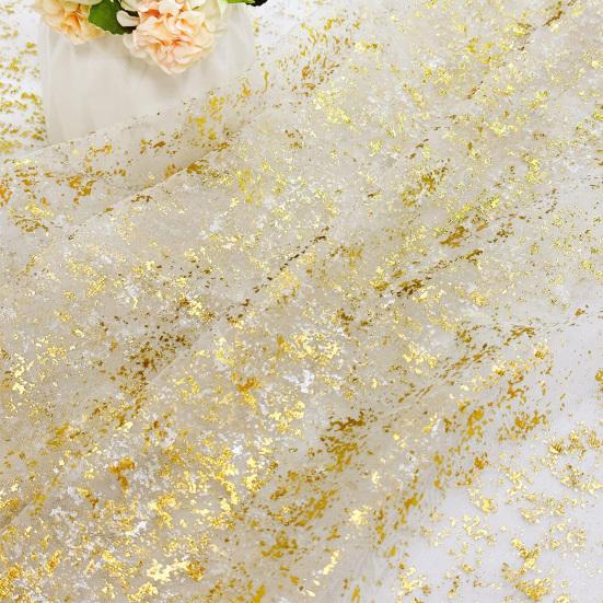 Wedding Party Table Runner Glittering Golden Sequin See-through Tulle Bohemian Style Pleated Stain-Proof Reusable Table Protection Decoration Prom
