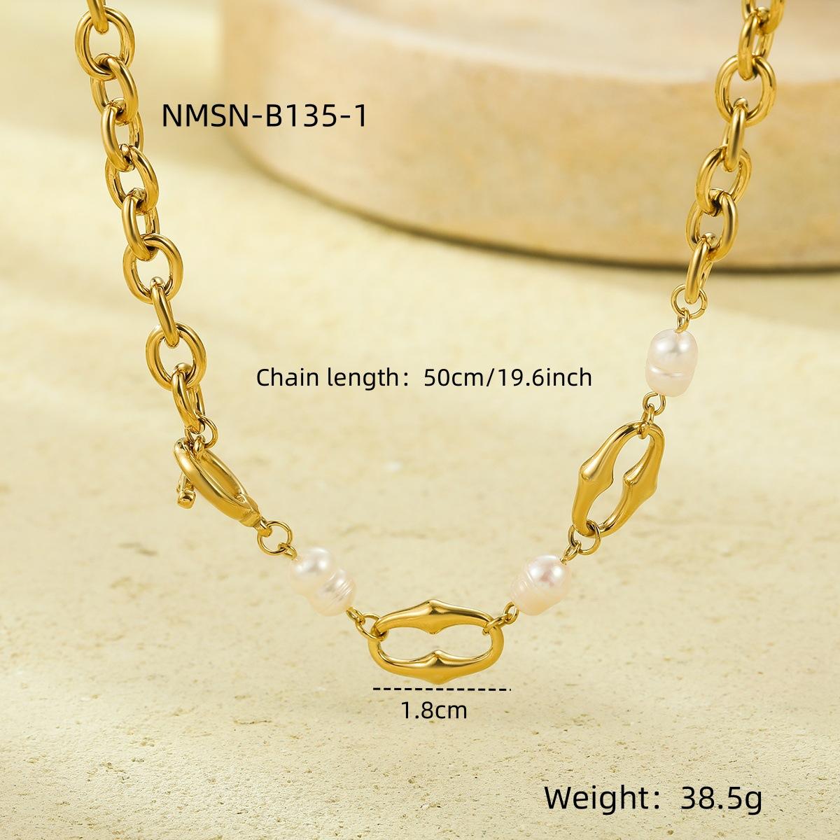 GEMCHIC Women s Stainless Steel Pearl Chain Necklace, High Sense Collarbone Chain, Fashionable Layered Pendant