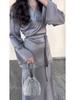 European and American Splicing Satin Long Skirt Suit - Spring 2026 Edition