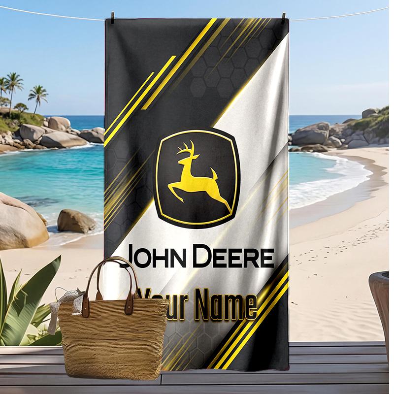 John Deere Custom Strandlaken, Print Uw Naam Tekst Lichtgewicht Absorberend Handdoek voor Zwemmen Reizen