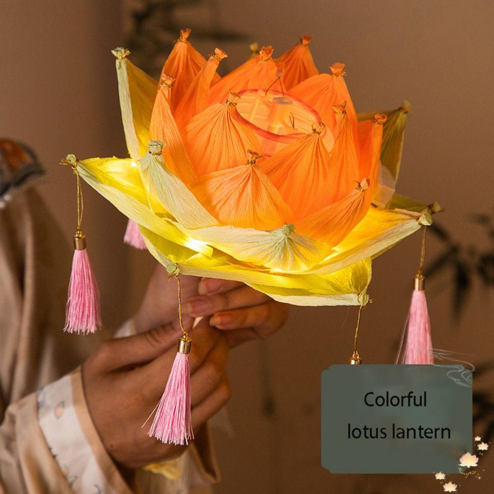 Chinese Vintage Handheld Flower Light Hanging Mid-Autumn Festival Lantern  Outdoor