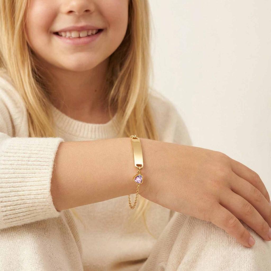 Heart Zircon Kids Bracelet Gold Plated Stainless Steel Adjustable Bangle for Girls Waterproof Toddler Waterproof Birthday Gift