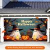 1 piece of 2D Flat background fabric, Halloween ghost and pumpkin lantern background fabric, multi-functional polyester